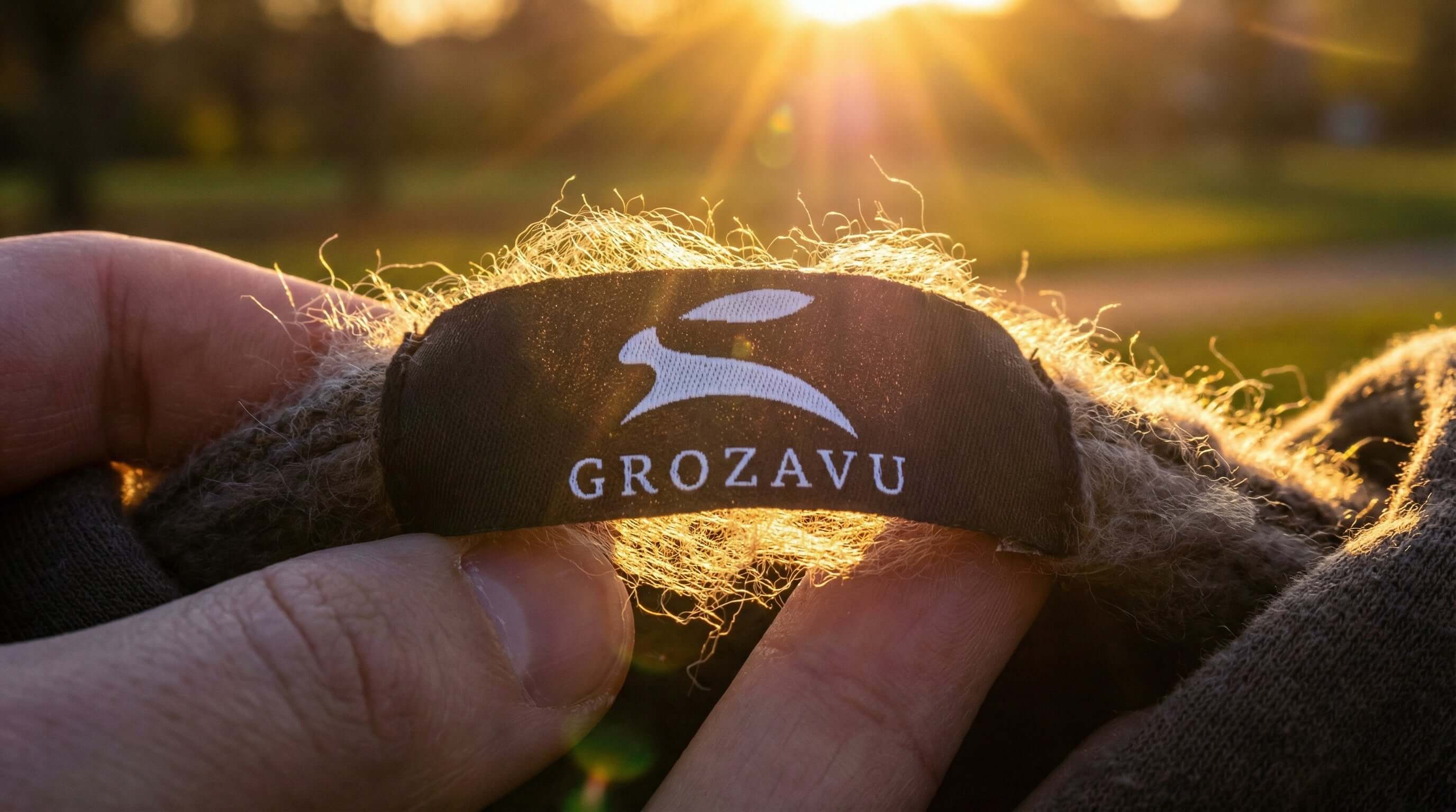 The Grozavu brand logo featuring a rabbit and the text Grozavu on a premium clothing tag.