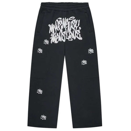Printed Top and Long Pants – Street Fit - Black long pants with graffiti print for a bold urban streetwear look.