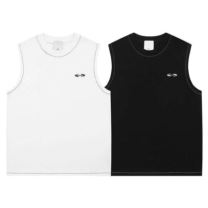 Color Block Tank Top - Loose Fit, featuring black and white sleeveless styles, perfect for casual summer wear.