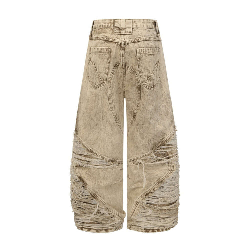 Yellow make old curved knife jeans with Grozavu logo