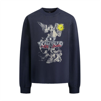 Back view of Apricot graphic long sleeve tee by Grozavu