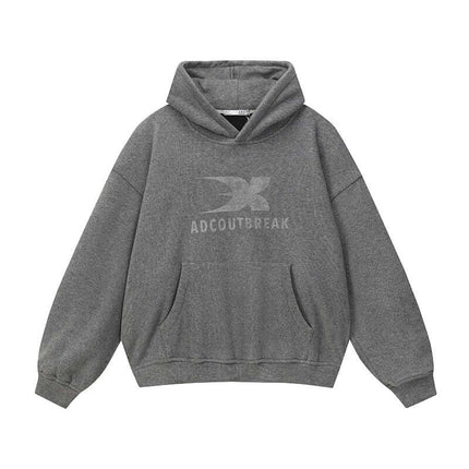 Gray letter print oversized hoodie thickened with Grozavu logo