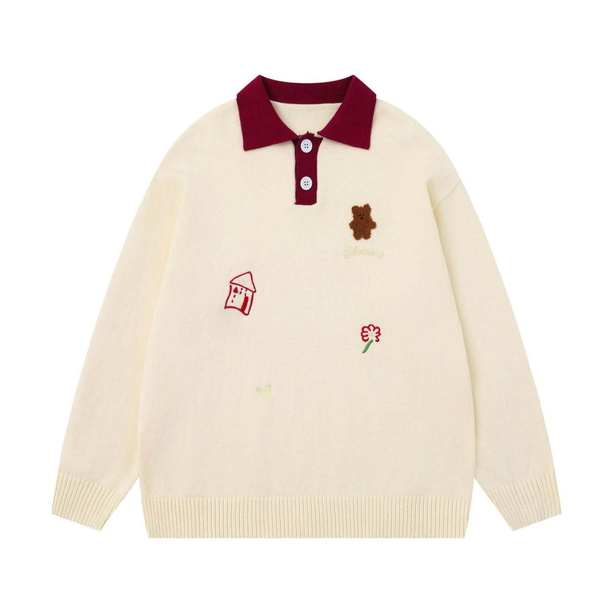 Model wearing Black polo neck sweater japanese knitwear by Grozavu