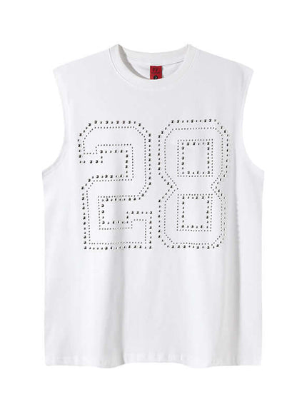 Black rhinestone number sleeveless summer with Grozavu logo