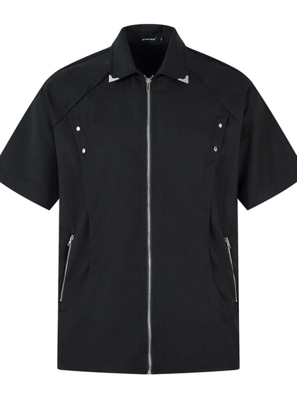 Black zipper unique short blouse with Grozavu logo