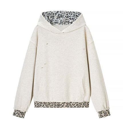 Exclusive Animal Pattern Patchwork Perforated Sweatshirt urban aesthetic - Image 6