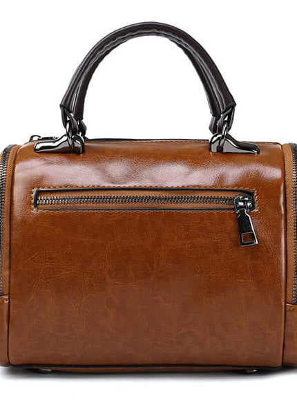 Back view of Brown flower shoulder bag by Grozavu