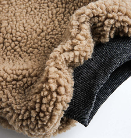 Close-up of the soft fleece lining on the Lamb Wool Cotton Double-Sided Jacket, showcasing its cozy texture and warmth.