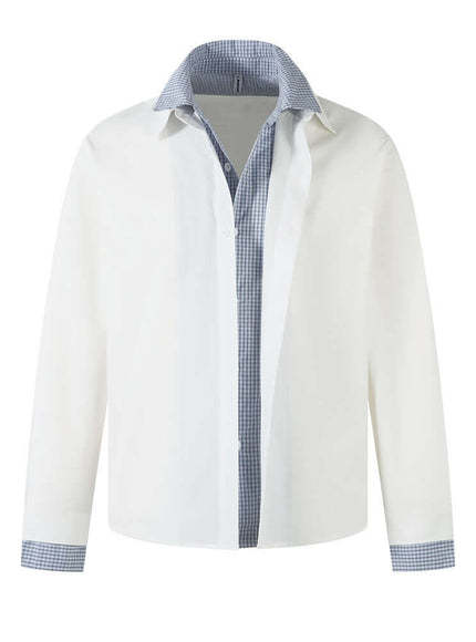 Model wearing White layered checkered shirt by Grozavu