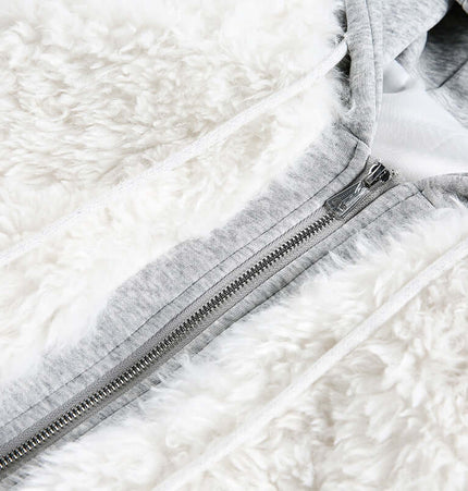 Wool Warm Cotton Coat – Loose Fit showing cozy texture and zipper details