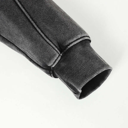 American Retro Washed Hoodie – Loose Fit sleeve detail with ribbed cuff