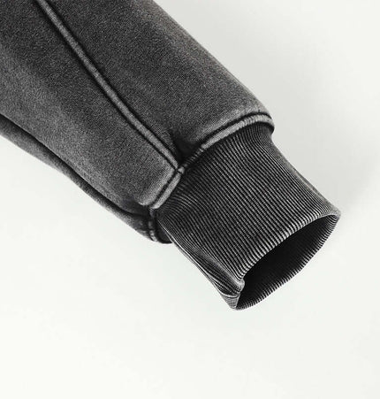 American Retro Washed Hoodie – Loose Fit sleeve detail with ribbed cuff