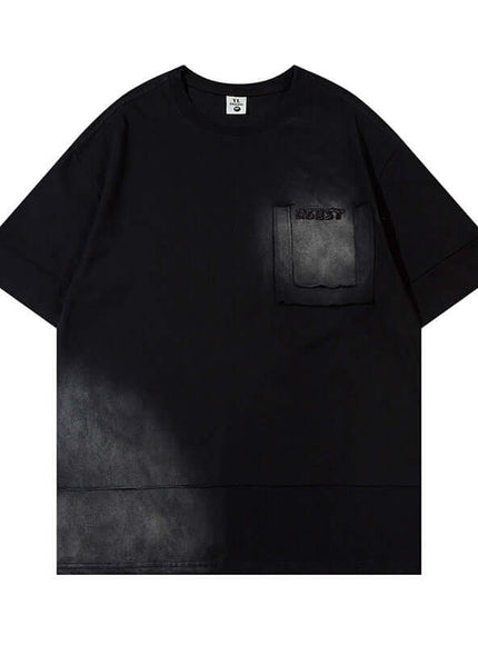 Model wearing White wash graphic tee by Grozavu