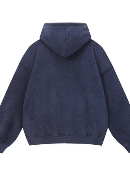 Gray letter print oversized hoodie thickened with Grozavu logo