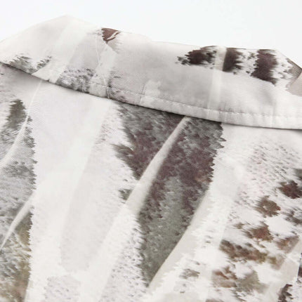 Oil Painting Print Shirt - Loose Fit close-up of collar and unique all-over print design