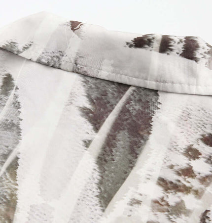 Oil Painting Print Shirt - Loose Fit close-up of collar and unique all-over print design