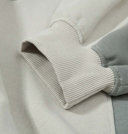 Color-Block Hooded Jacket – Loose Fit close-up showing sleeves and texture details.