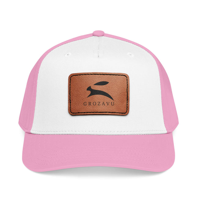 Gorra de béisbol de perfil medio con parche de cuero (rectángulo)