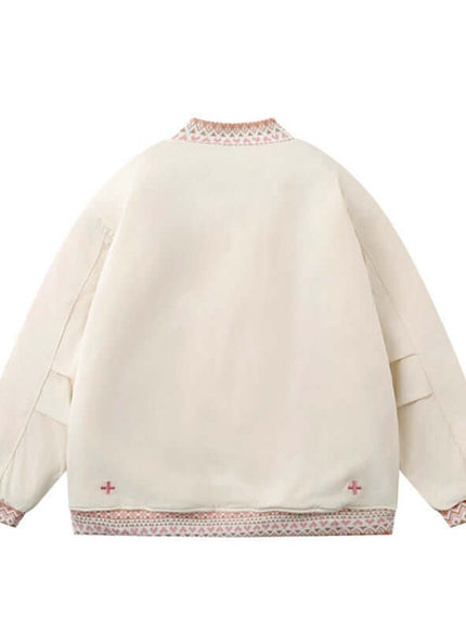 Apricot cotton jacket paneled spliced with Grozavu logo