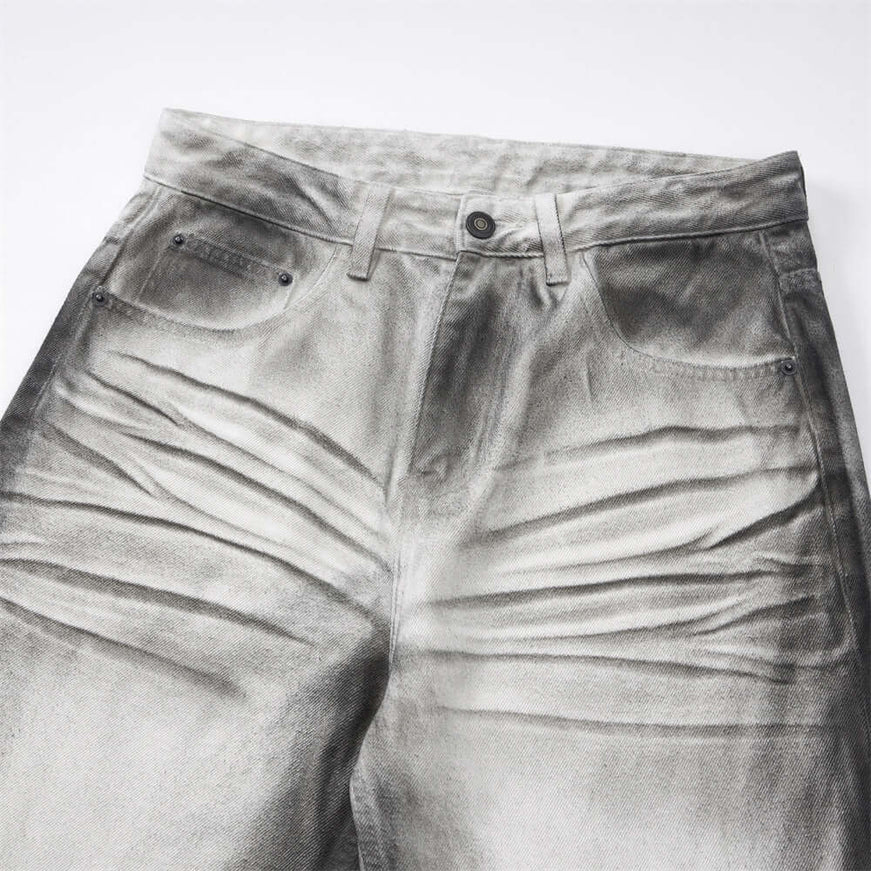 Dirty White street denim jeans, pants with Grozavu logo