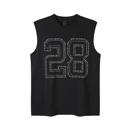 Black rhinestone number sleeveless summer with Grozavu logo