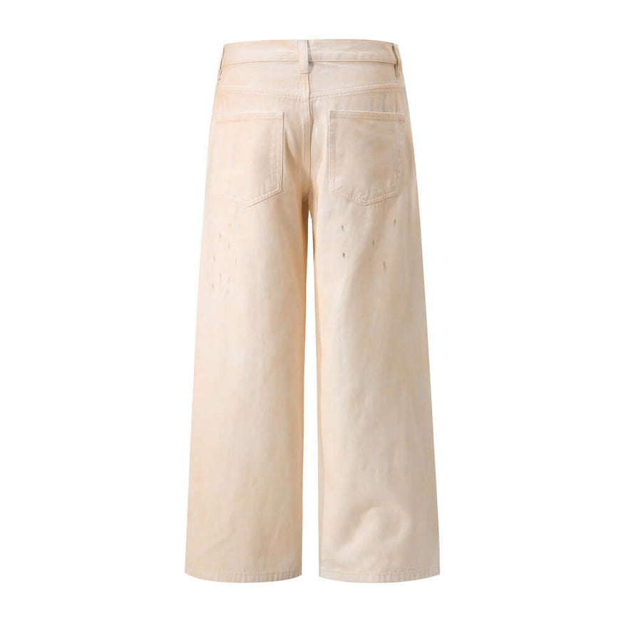 Model wearing Image Color street distressed straight pants by Grozavu