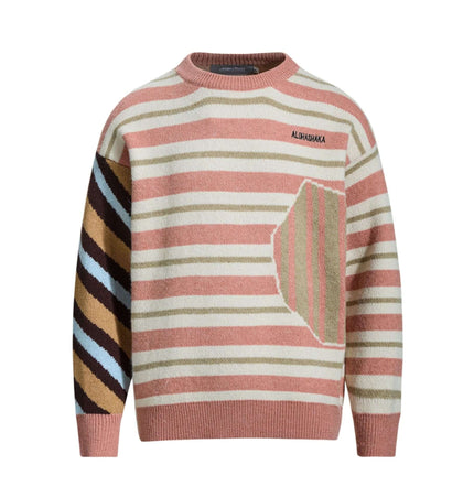 Front view of Embroidered Paneled Pullover - Grozavu brand streetwear