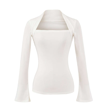 Blusa de Manga Larga con Escote Cuadrado