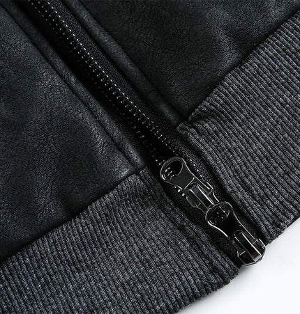 Close-up of the zip and texture of the Lamb Wool Cotton Double-Sided Jacket showcasing its high-quality materials.
