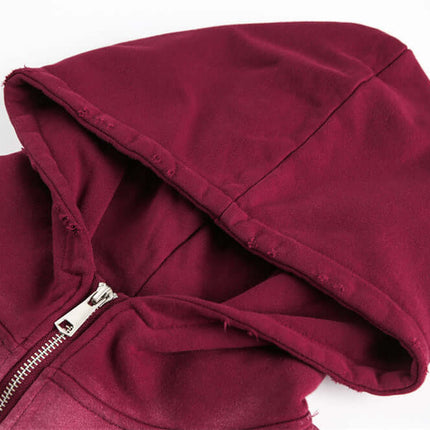 Tie-Dye Gradient Half-Zip Hoodie – Loose Fit close-up of hood and zipper detail