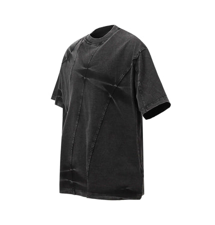 Retro Tie-Dye Spliced TShirt – Loose Fit in black color with unique design and relaxed fit for summer style.