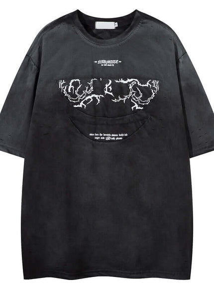 Model wearing Black short sleeve t-shirt oversize by Grozavu