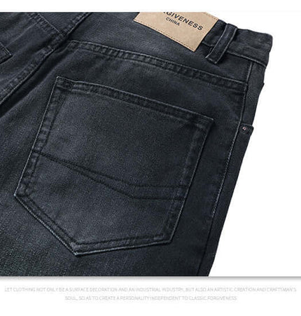 Back pocket detail of Straight Loose Fit Denim Jeans, showcasing minimalist design and durable fabric.