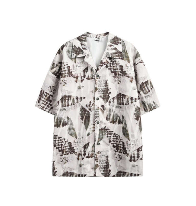 Oil Painting Print Shirt - Loose Fit showcasing artistic oil painting textures and a relaxed fit.