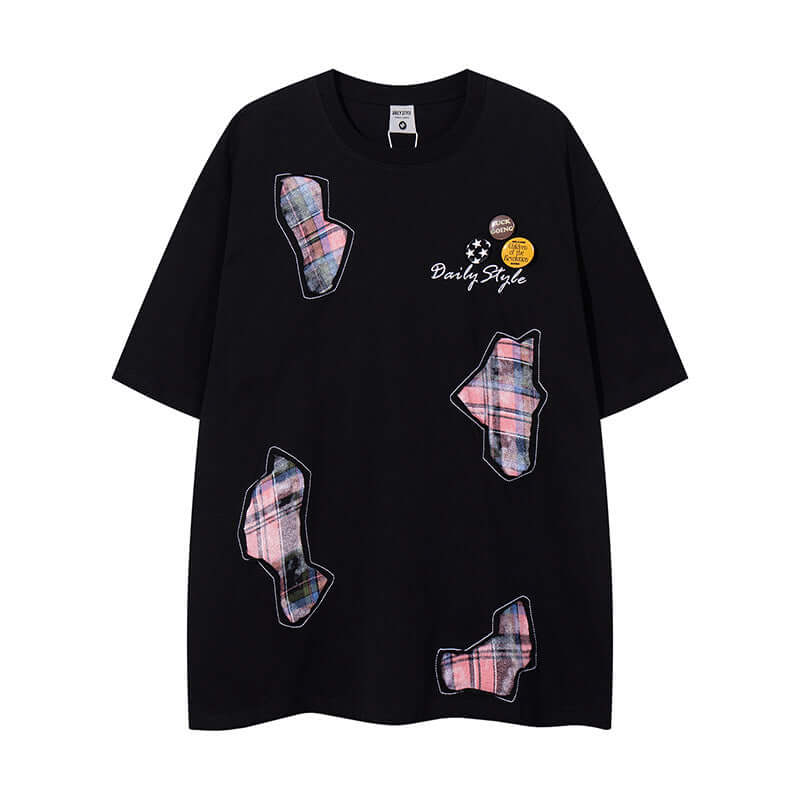 Front view of Applique Badge Graphic Tee - Grozavu brand streetwear