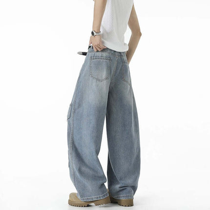 Knife-Cut Cargo Pants – Loose Fit, showcasing a relaxed silhouette and distressed denim design.