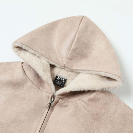 Fur Collar Hooded Winter Jacket – Loose Fit close-up showing soft fur lining and hood design.