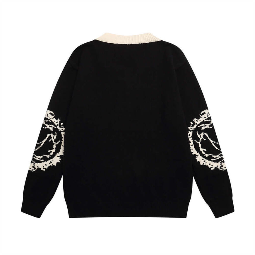 Black mohair knit sweater large with Grozavu logo