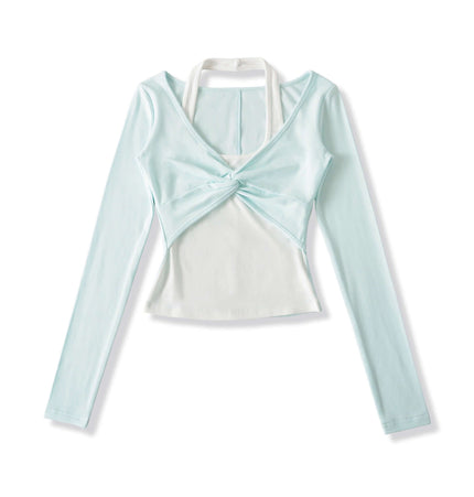 Top de manga larga con cuello colgante