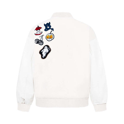 Jachetă cu broderie de desene animate, croi lejer