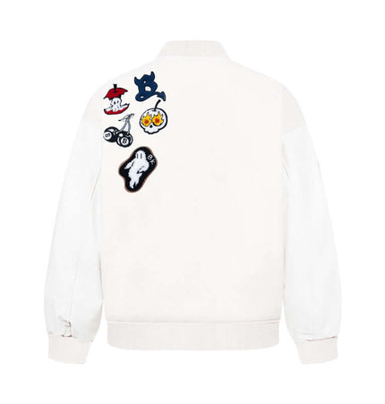 Jachetă cu broderie de desene animate, croi lejer