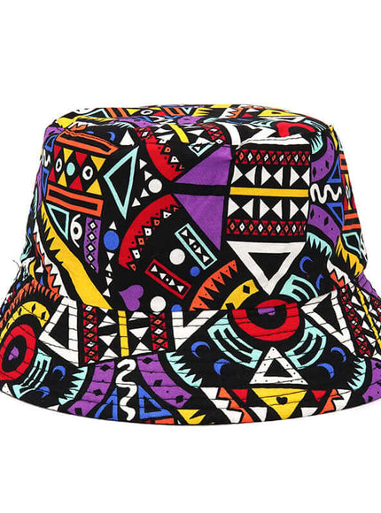 patterned bucket hat with Grozavu logo