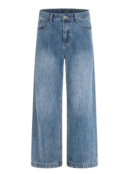 Model wearing Washed Blue wash make old denim pants by Grozavu