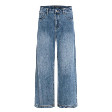 Model wearing Washed Blue wash make old denim pants by Grozavu