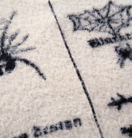 Casual Butterfly Spider Jacquard Cardigan with artistic butterfly and spider patterns on a soft knit fabric.