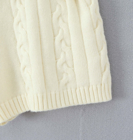 Casual Slim Fit Patterned Wool Shorts with a stylish cable knit texture in soft cream color.