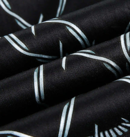 Close-up of fabric print showcasing the design of the Striped Short Sleeve Shirt - Loose Fit.