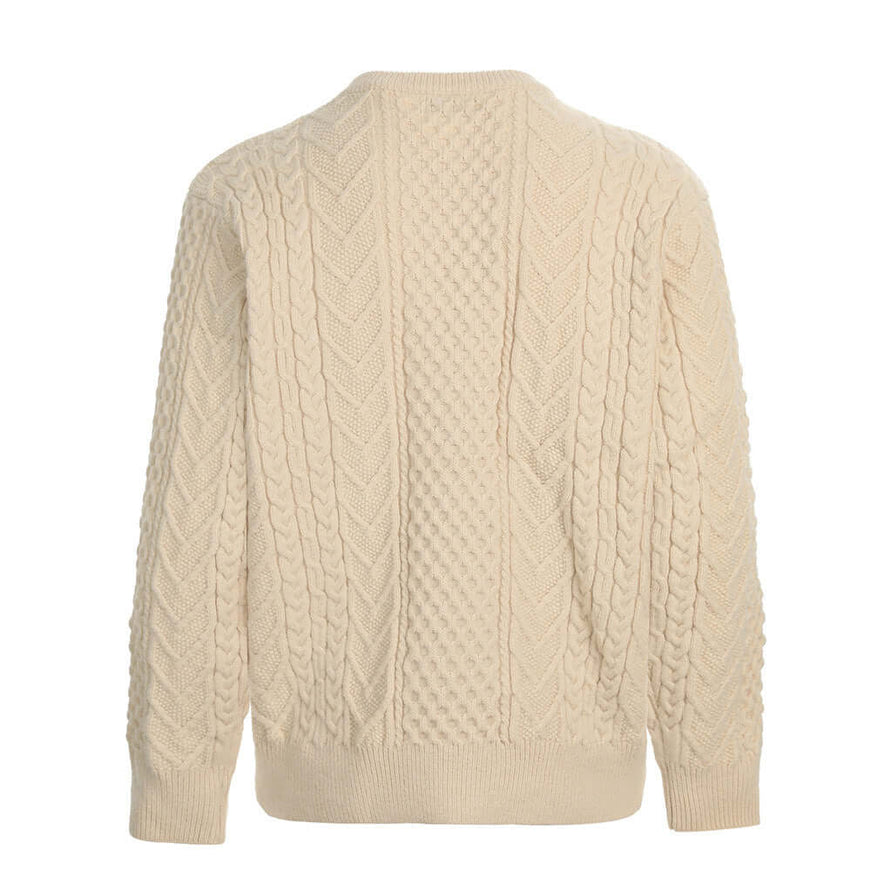 Apricot letter embellished round neck sweater with Grozavu logo