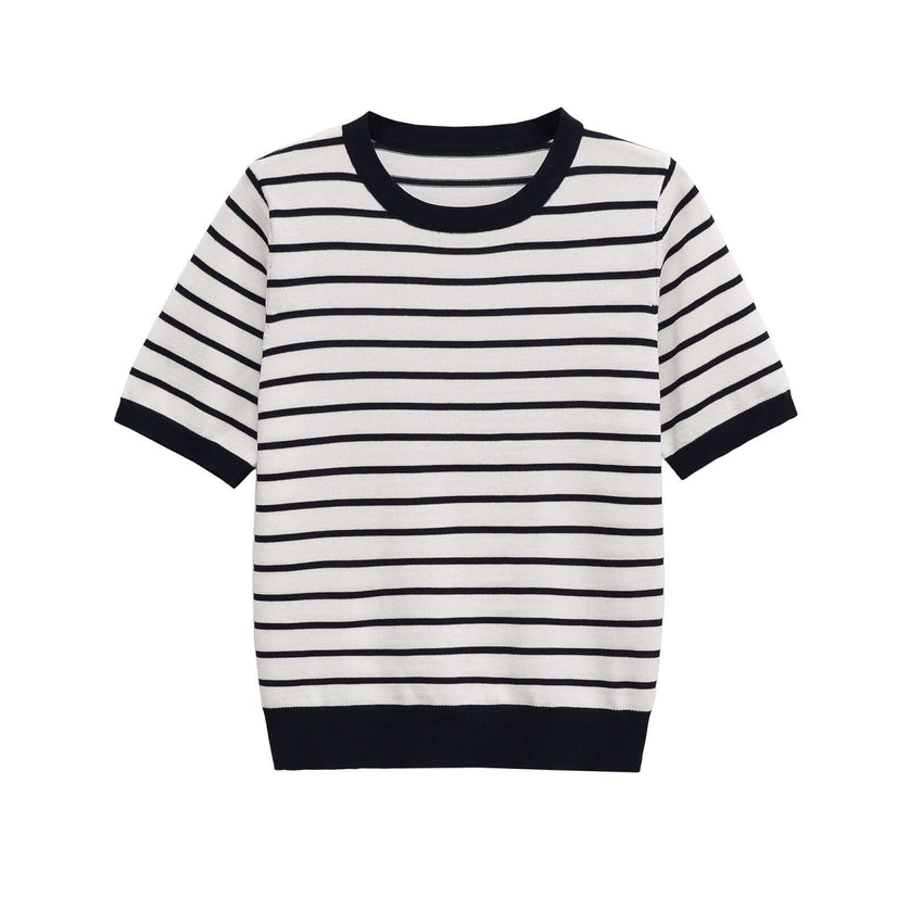 Maison Grozavu Ivory Tee Weave in signature tone — front view showing the reinforced stitching on the hem