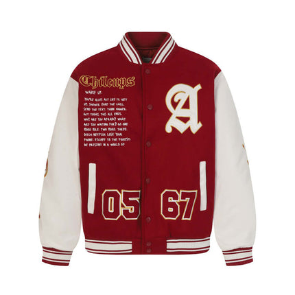 Model wearing Thickened Black thick cotton padded baseball jersey by Grozavu